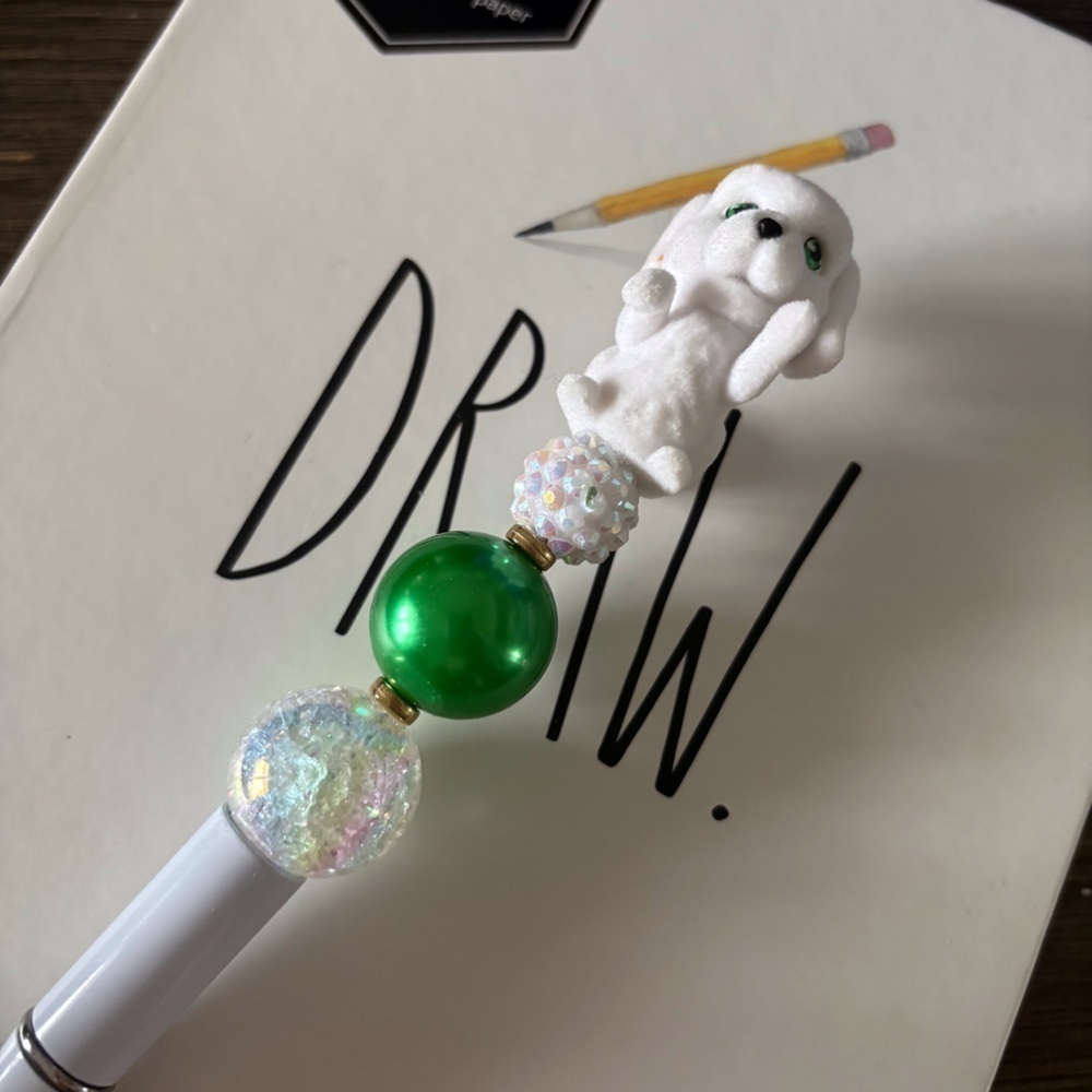Puppy in my Pocket: Carmella maltipoo dog handmade pen